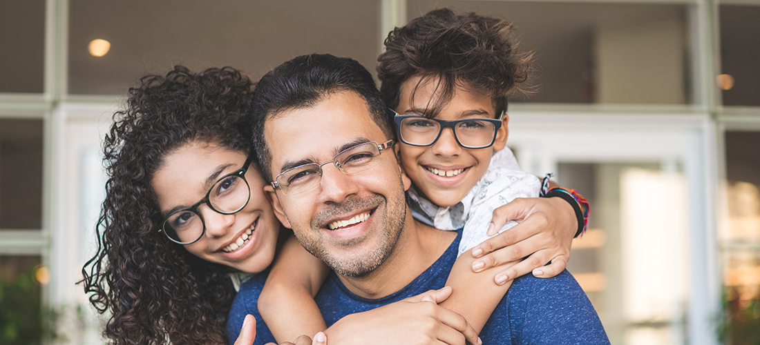 Father Son And Daughter Wearing Glasses